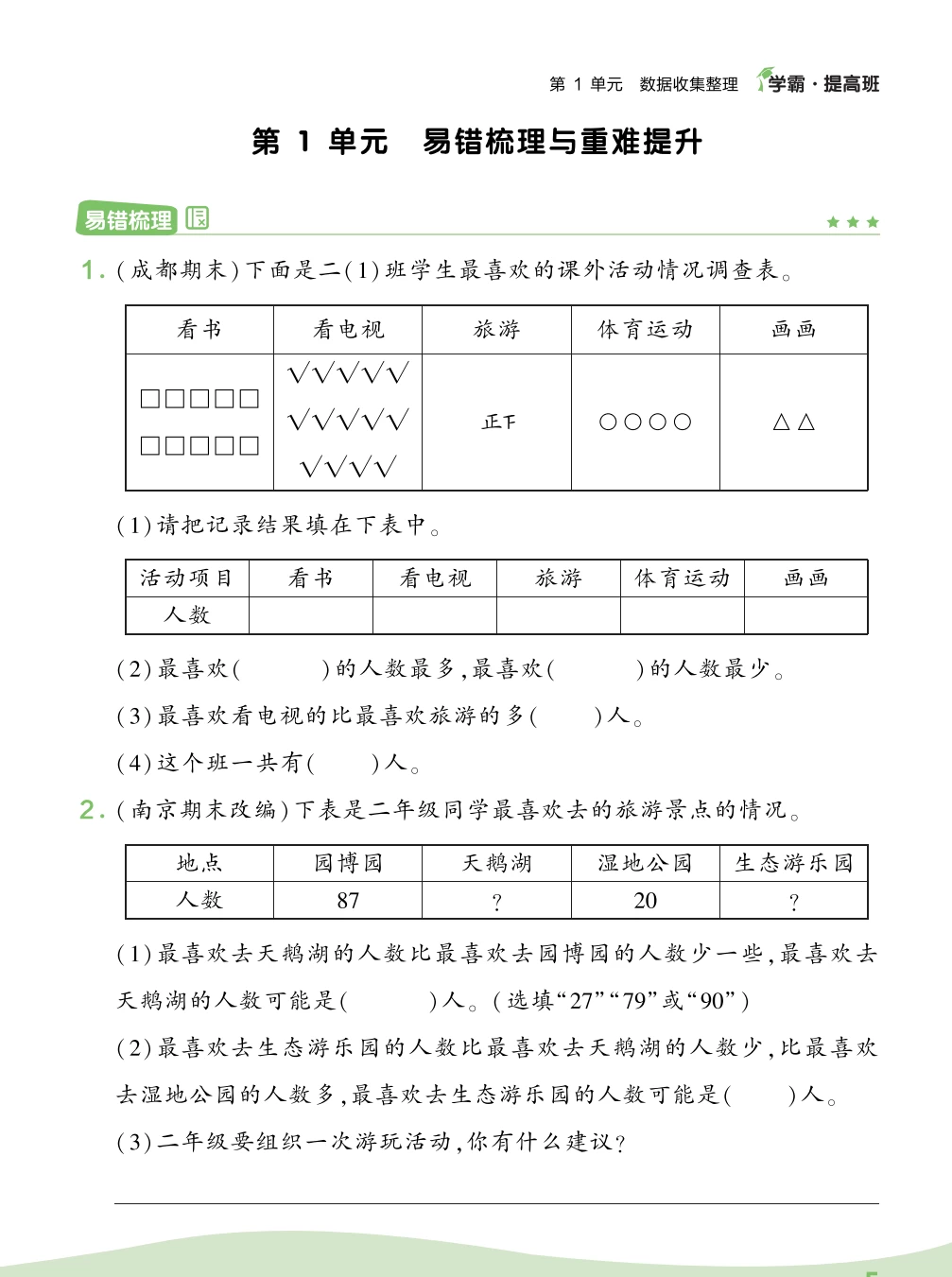 25春下册数学《期末专项复习》1-6年级 【北师、人教、苏教】-松子教辅网
